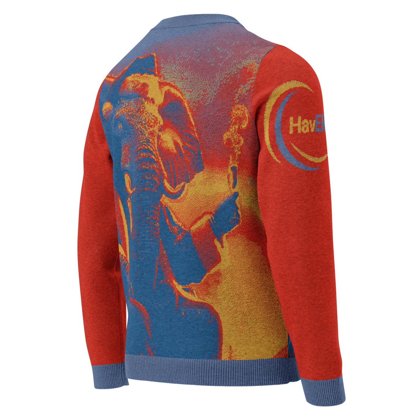 Knitted crew neck sweater - Havana Elephant Holiday Sweater !